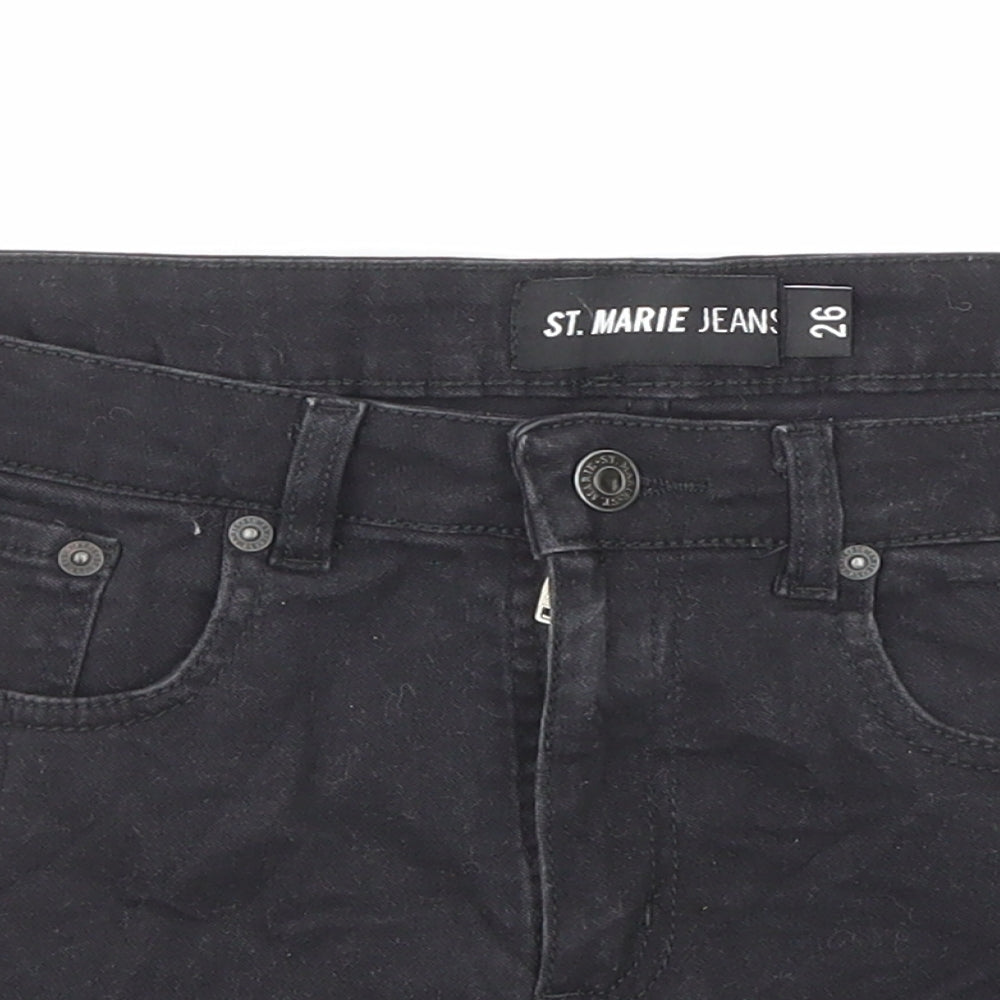 St Marie Jeans Womens Black Cotton Boyfriend Shorts Size 29 in Regular Zip - Raw Hems