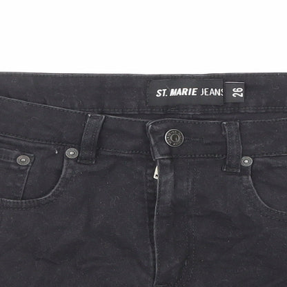 St Marie Jeans Womens Black Cotton Boyfriend Shorts Size 29 in Regular Zip - Raw Hems