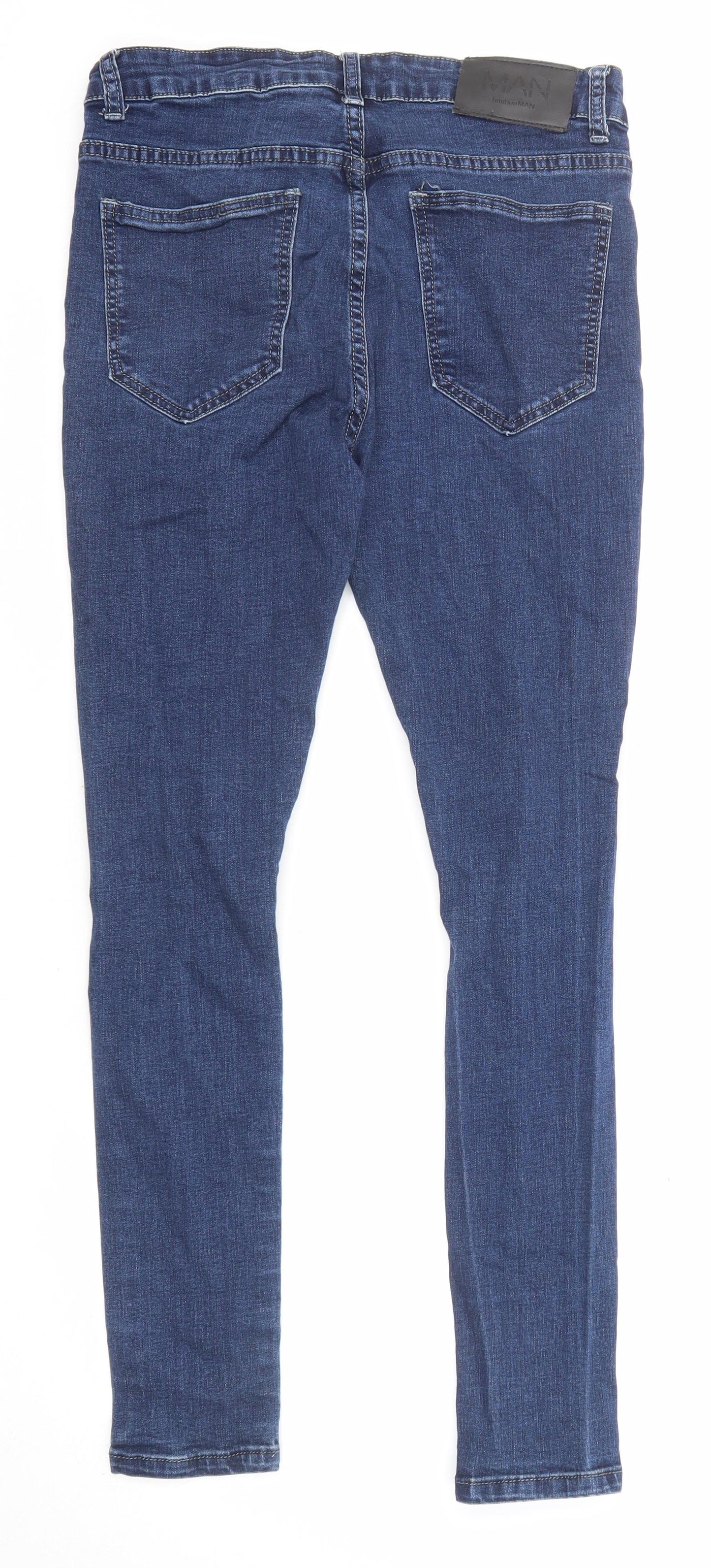 Mens UK Size 32 in Boohoo Regular Fit Skinny Blue Jeans