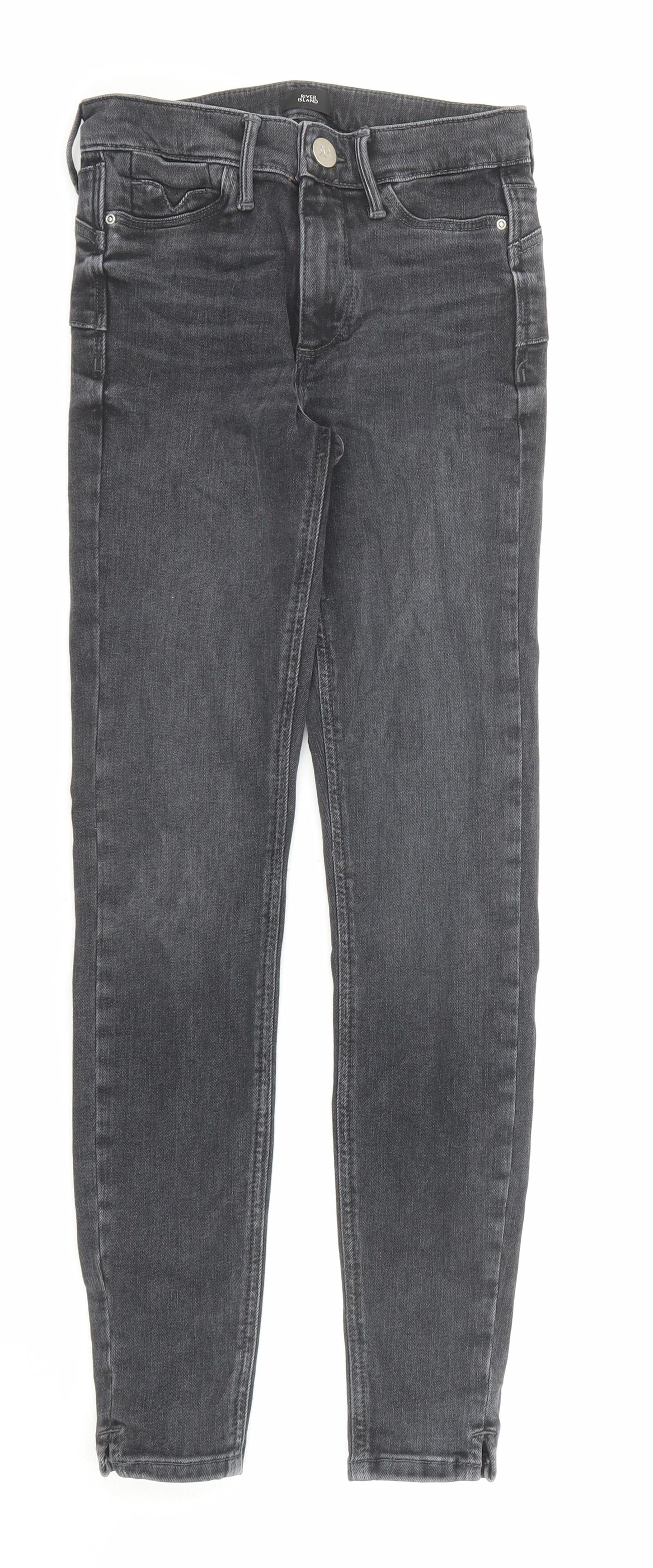 River Island Womens Grey Cotton Skinny Jeans Size 6 L27 in Regular Zip