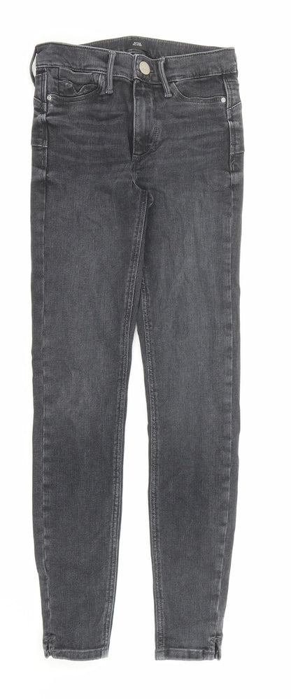 River Island Womens Grey Cotton Skinny Jeans Size 6 L27 in Regular Zip