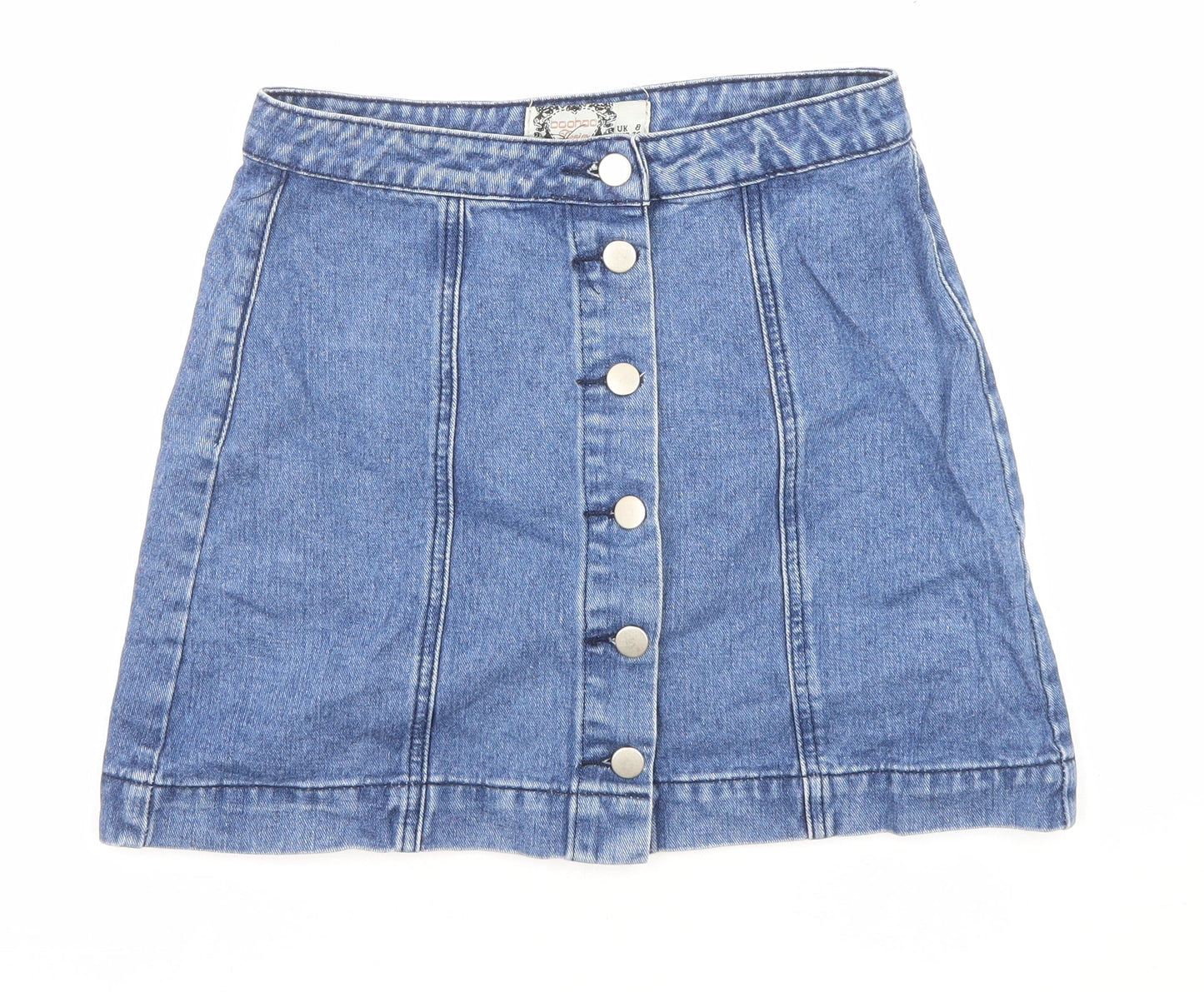 Womens UK Size 8 Boohoo A-Line Denim Skirt