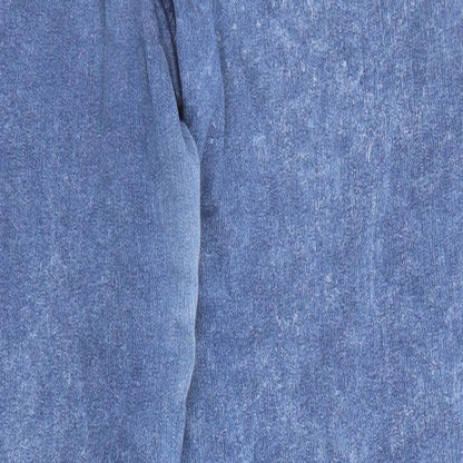 Denim & Co. Womens Blue Cotton Mom Jeans Size 10 L26 in Regular Zip - Acid Wash Effect