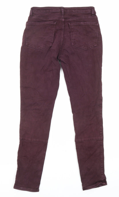 Mint Velvet Womens Purple Cotton Skinny Jeans Size 10 L27 in Regular Zip