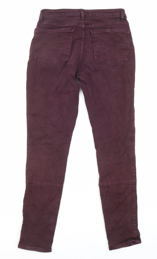 Mint Velvet Womens Purple Cotton Skinny Jeans Size 10 L27 in Regular Zip