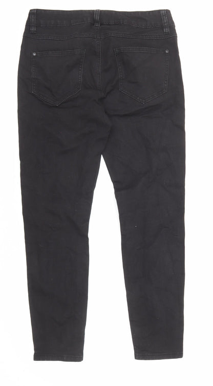 New Look Womens Black Cotton Skinny Jeans Size 10 L25 in Regular Zip