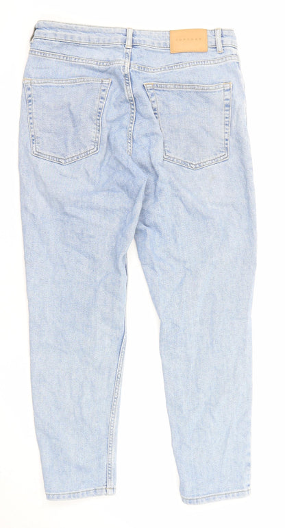 Topshop Womens Blue Cotton Straight Jeans Size 32 in L30 in Regular Zip