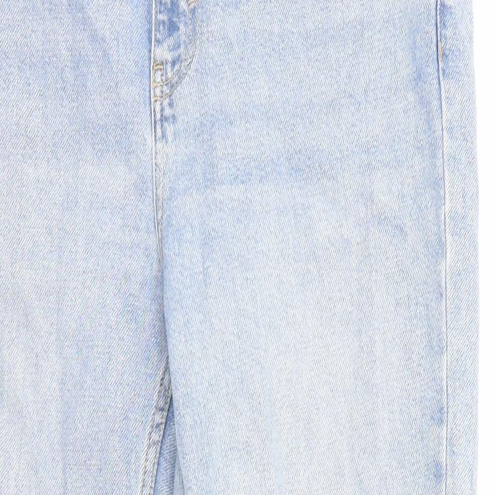 Topshop Womens Blue Cotton Straight Jeans Size 32 in L30 in Regular Zip