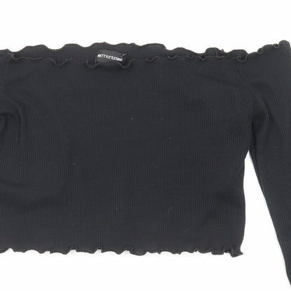 Womens UK Size 8 PRETTYLITTLETHING Black Cropped Blouse