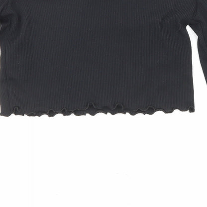 Womens UK Size 8 PRETTYLITTLETHING Black Cropped Blouse