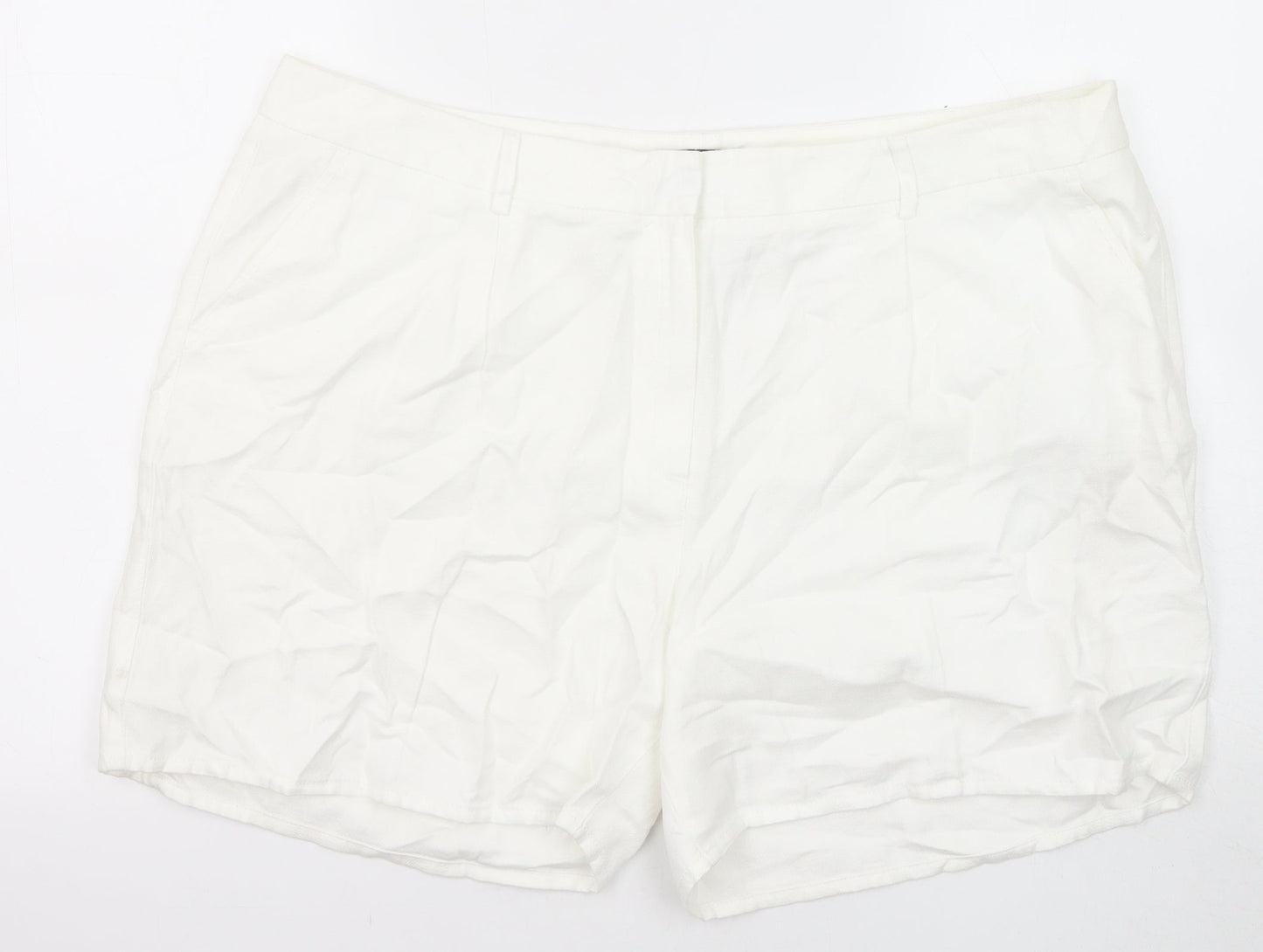 Autograph Womens White Cotton Basic Shorts Size 20 Regular Zip