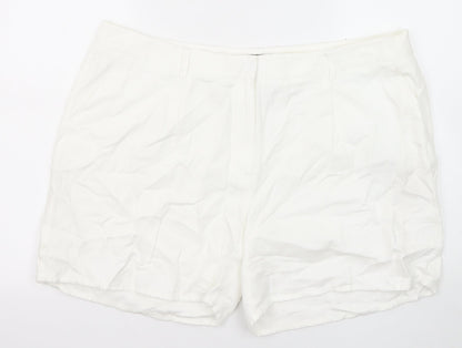 Autograph Womens White Cotton Basic Shorts Size 20 Regular Zip