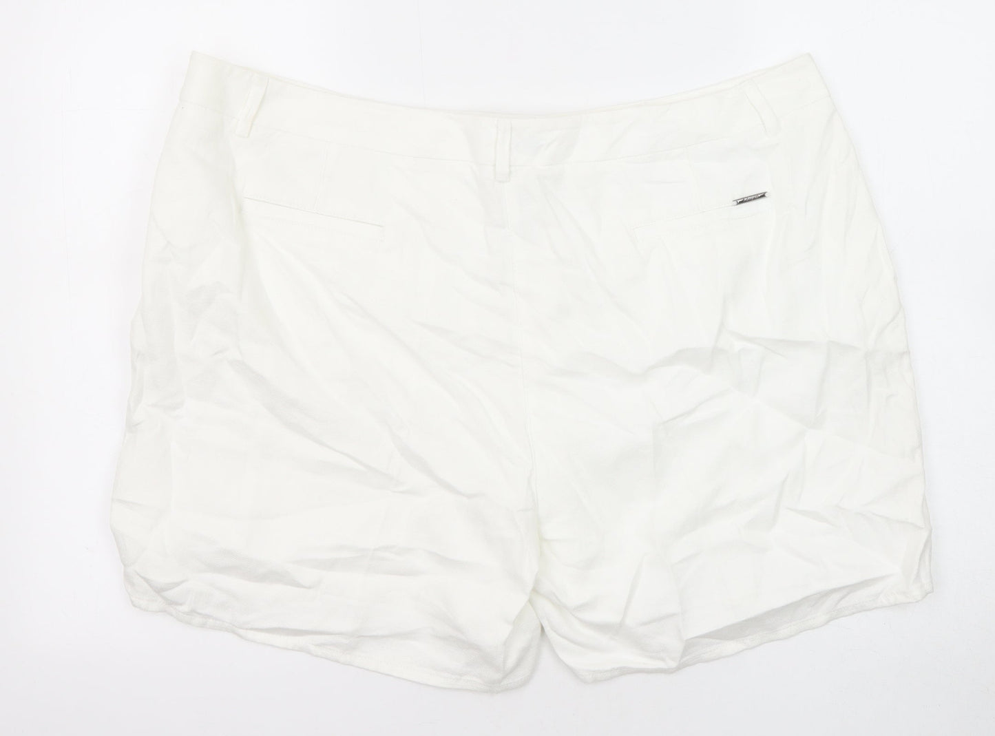 Autograph Womens White Cotton Basic Shorts Size 20 Regular Zip