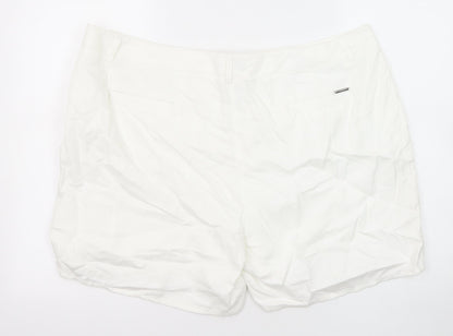 Autograph Womens White Cotton Basic Shorts Size 20 Regular Zip