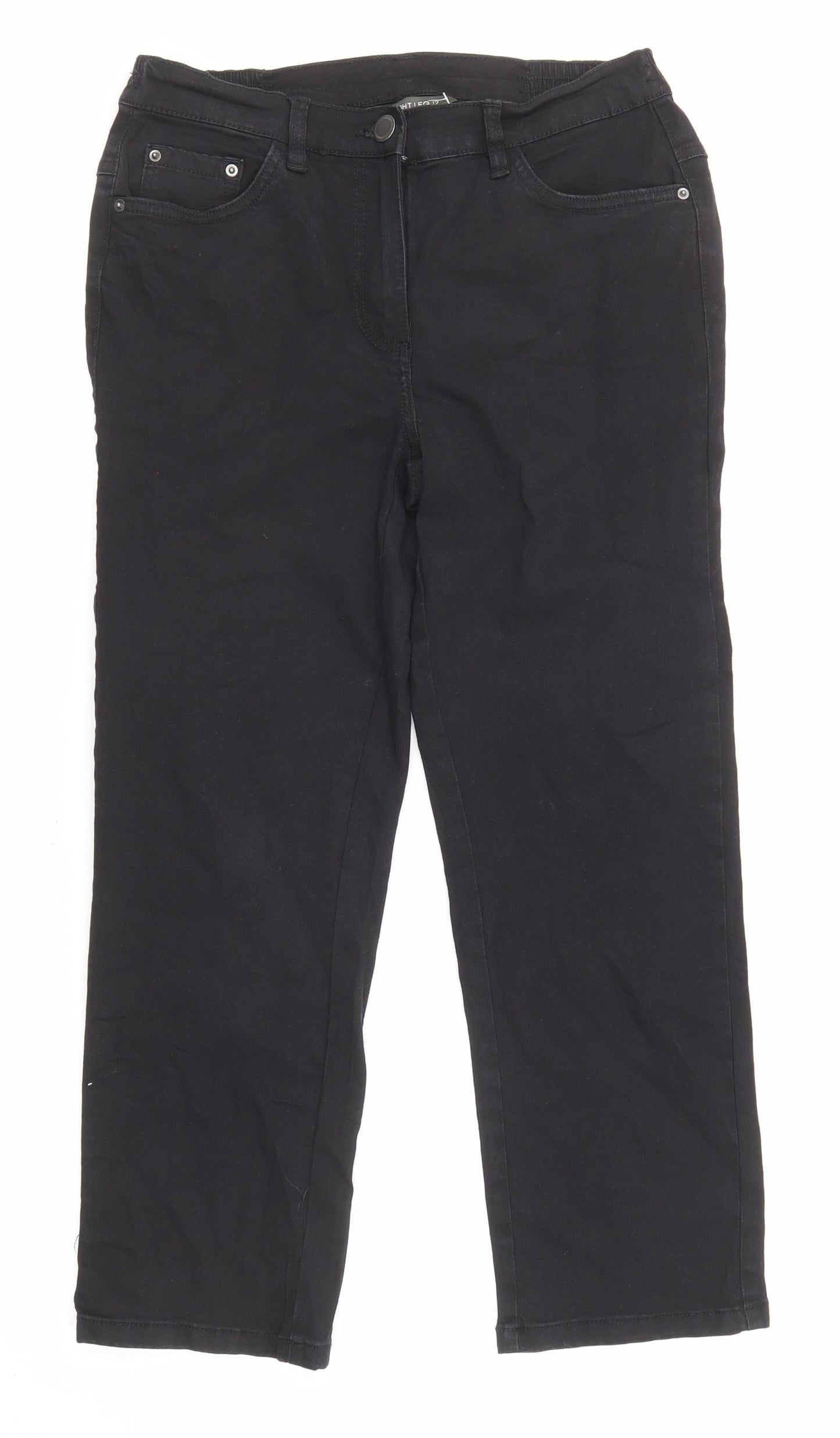 Bonmarché Womens Black Cotton Straight Jeans Size 12 L23 in Regular Zip