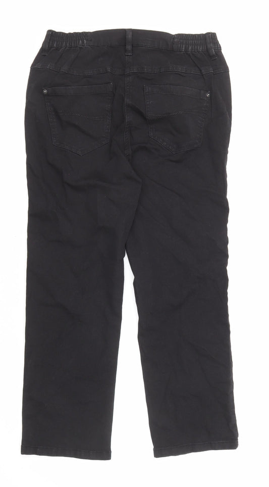 Bonmarché Womens Black Cotton Straight Jeans Size 12 L23 in Regular Zip