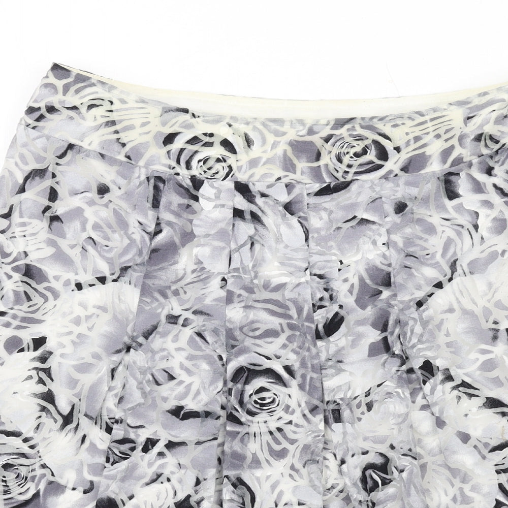 Per Una Womens Grey Floral Viscose A-Line Skirt Size 12 Zip