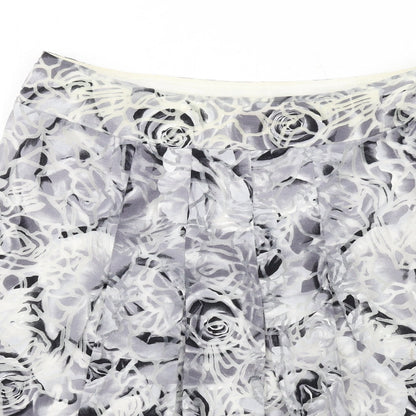 Per Una Womens Grey Floral Viscose A-Line Skirt Size 12 Zip