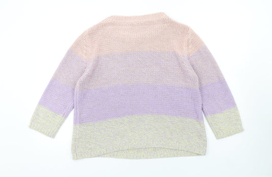 Intuition Womens Multicoloured Round Neck Striped Cotton Pullover Jumper Size 14