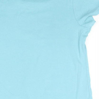 Classics Womens Blue Cotton Basic T-Shirt Size 16 Scoop Neck - Floral Lace Detail