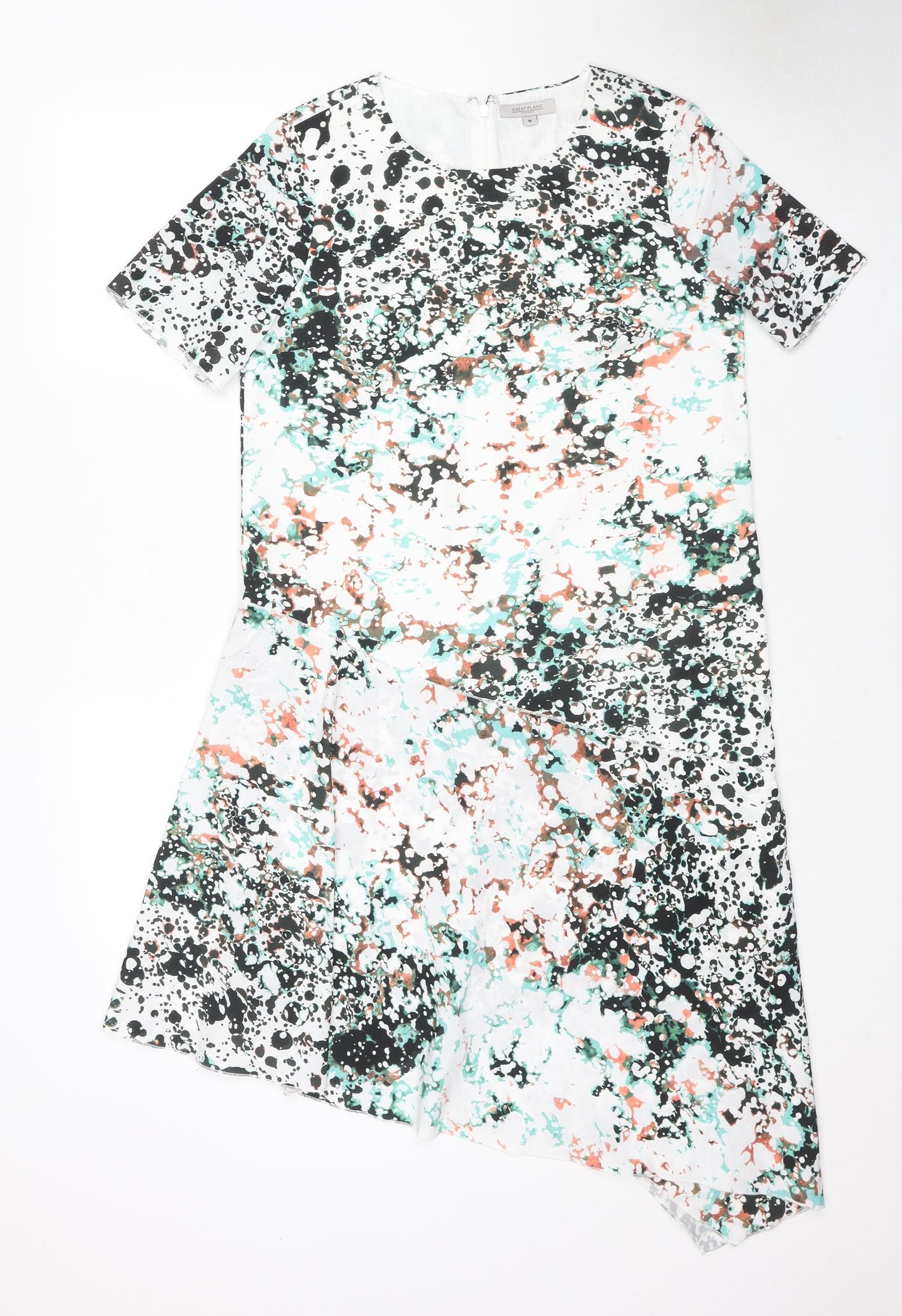 Great Plains London Womens Multicoloured Geometric Polyester A-Line Size M Round Neck Zip