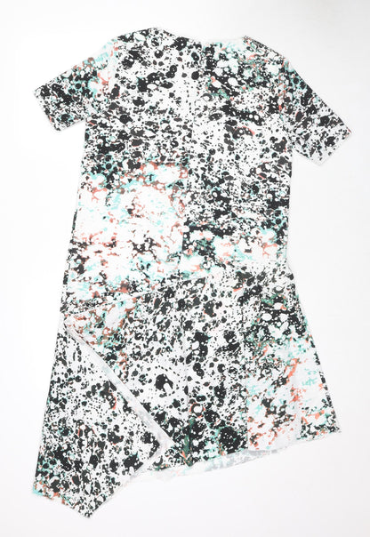 Great Plains London Womens Multicoloured Geometric Polyester A-Line Size M Round Neck Zip