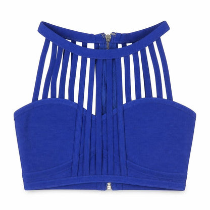 Moondance Ibiza Womens Blue Polyester Basic Tank One Size Round Neck - Strap Detail Bralette