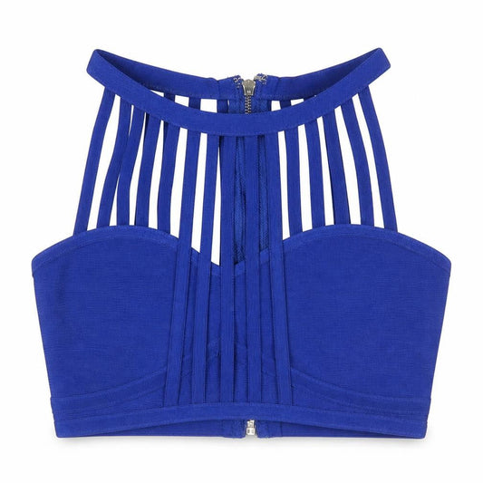Moondance Ibiza Womens Blue Polyester Basic Tank One Size Round Neck - Strap Detail Bralette