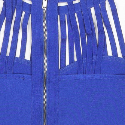 Moondance Ibiza Womens Blue Polyester Basic Tank One Size Round Neck - Strap Detail Bralette