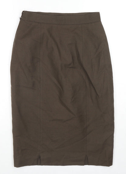Gaston Jaunet Womens Brown Wool Straight & Pencil Skirt Size 12 Zip - Slits