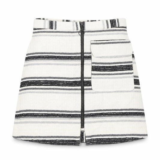 Topshop Womens Ivory Striped Cotton Flare Skirt Size 6 Zip