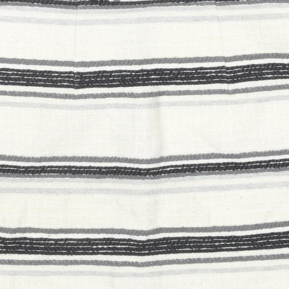 Topshop Womens Ivory Striped Cotton Flare Skirt Size 6 Zip