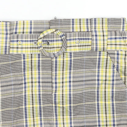 Bershka Womens Multicoloured Plaid Polyester A-Line Skirt Size S Zip