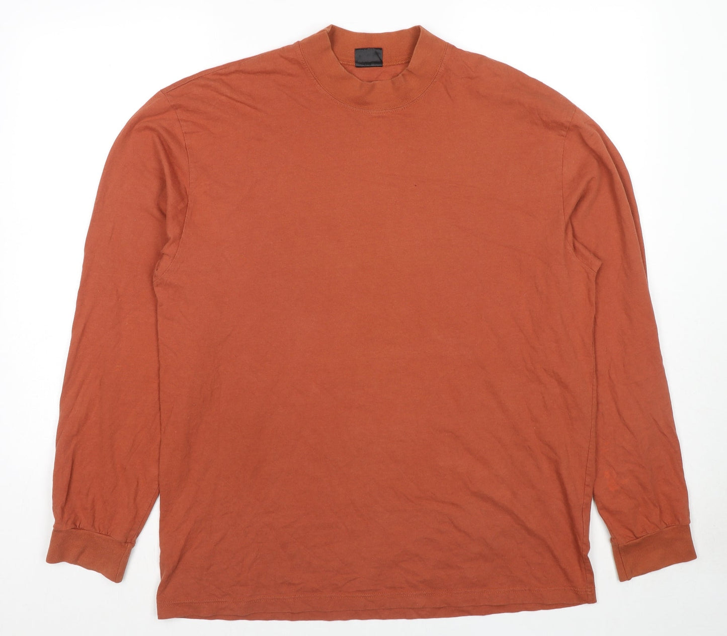 Top Company Mens Orange Cotton Pullover Sweatshirt Size L
