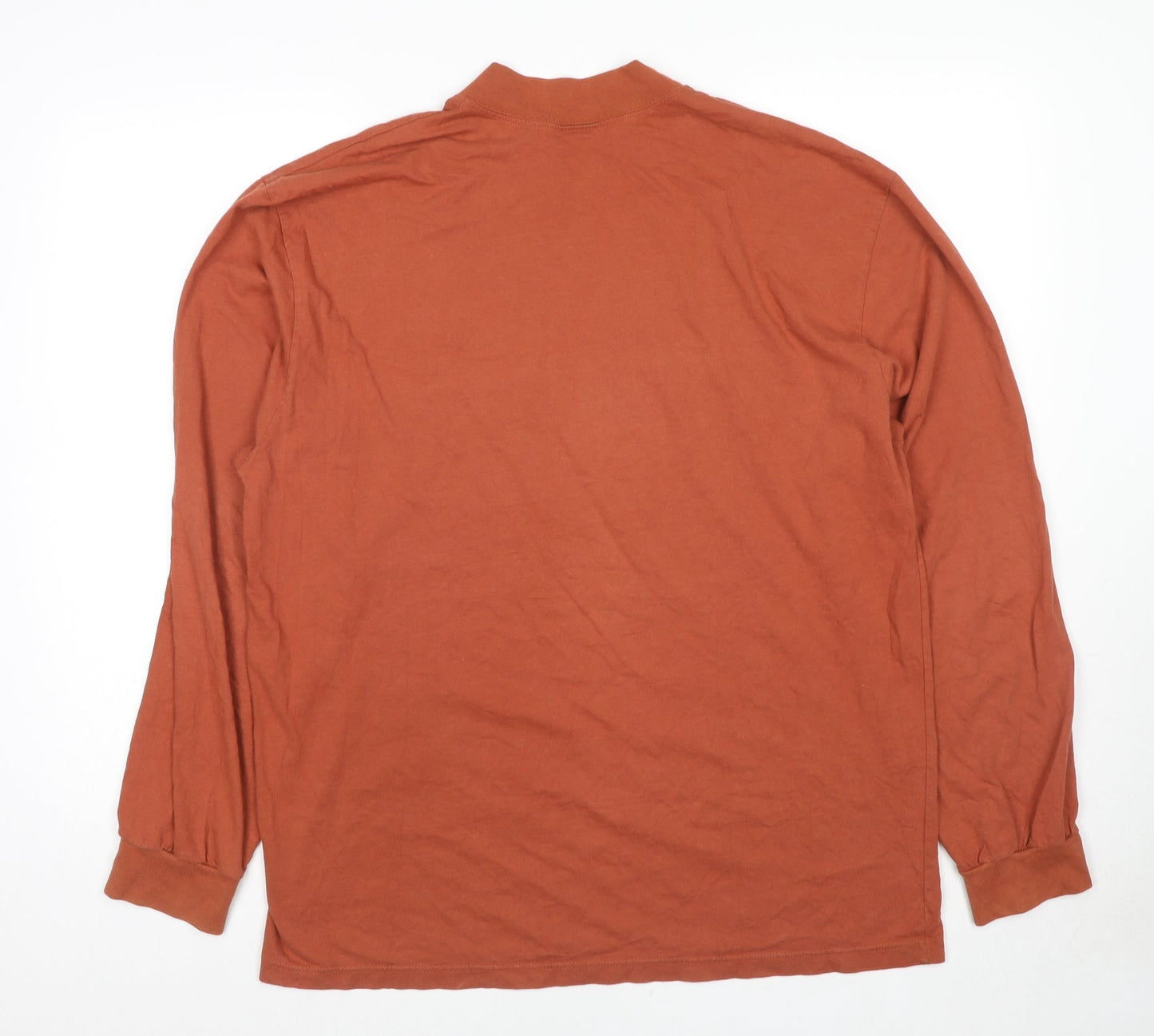 Top Company Mens Orange Cotton Pullover Sweatshirt Size L