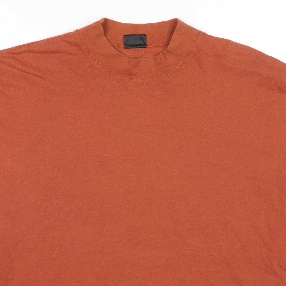 Top Company Mens Orange Cotton Pullover Sweatshirt Size L