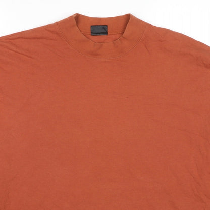 Top Company Mens Orange Cotton Pullover Sweatshirt Size L