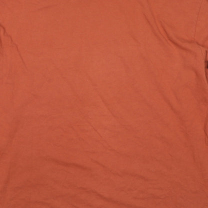 Top Company Mens Orange Cotton Pullover Sweatshirt Size L