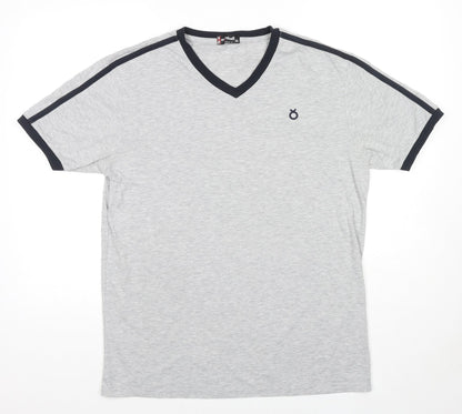 Eightball Mens Grey Cotton T-Shirt Size XL V-Neck