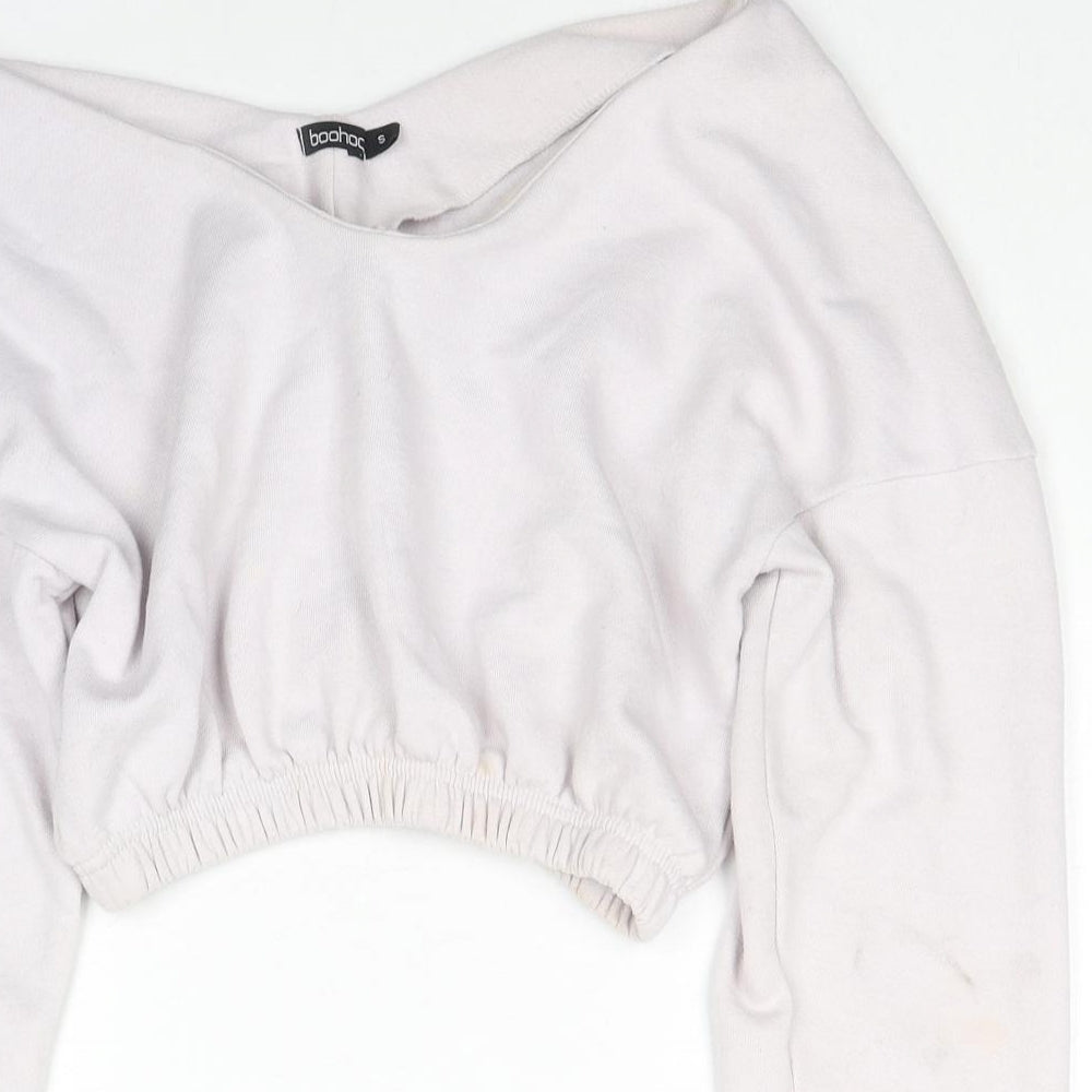 Boohoo Womens Grey Cotton Pullover Sweatshirt Size S Pullover