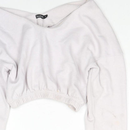 Boohoo Womens Grey Cotton Pullover Sweatshirt Size S Pullover