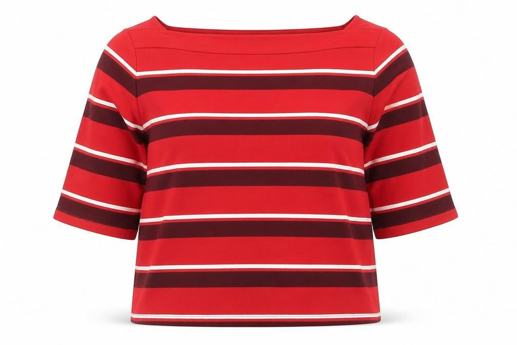 Classics Womens Red Striped Viscose Basic Blouse Size 18 Square Neck