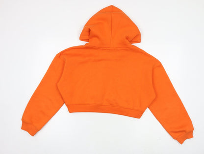 Zara Womens Orange Cotton Pullover Hoodie Size S Pullover