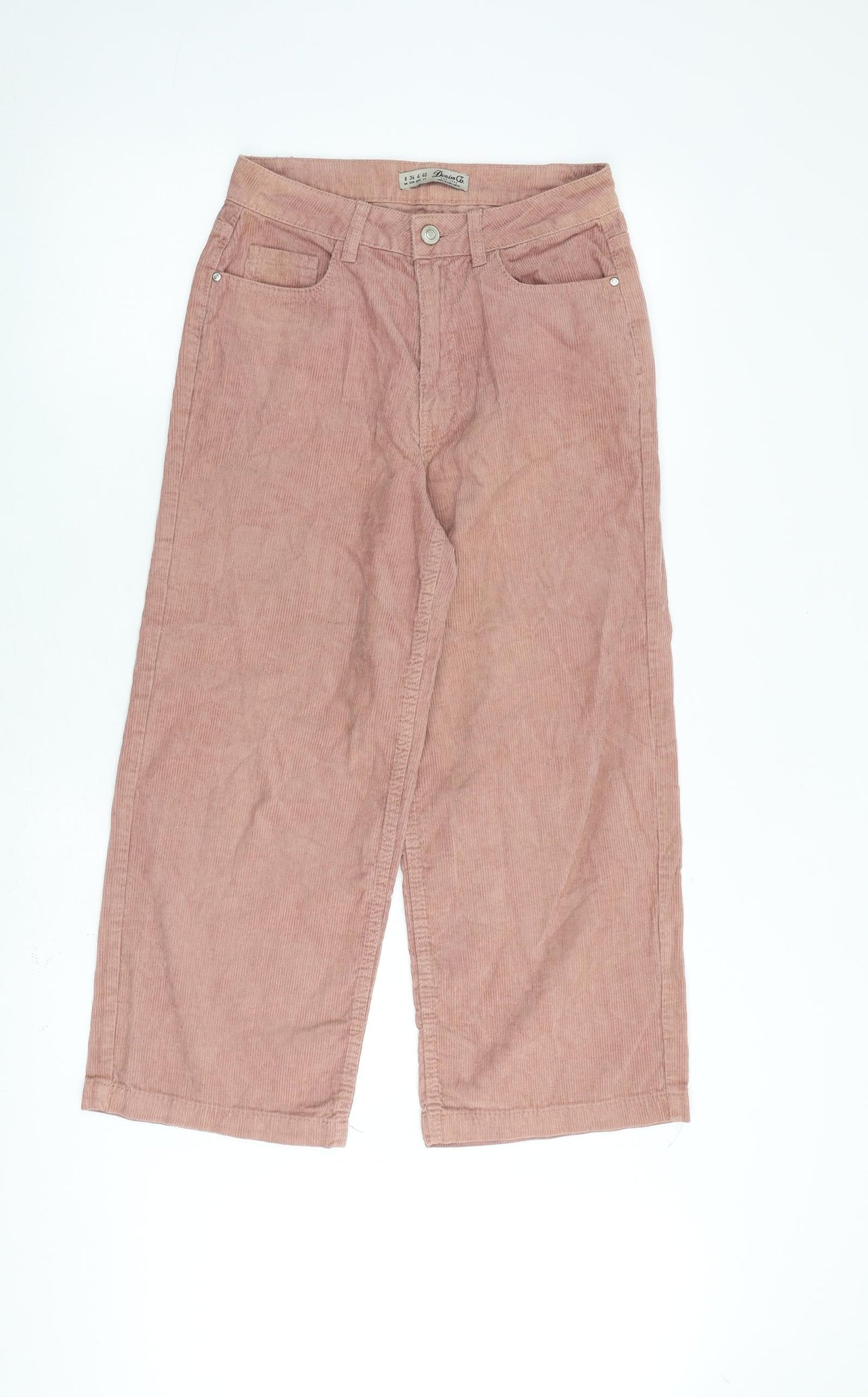 Denim & Co. Womens Pink Cotton Trousers Size 8 L23 in Regular Zip - Button Pockets