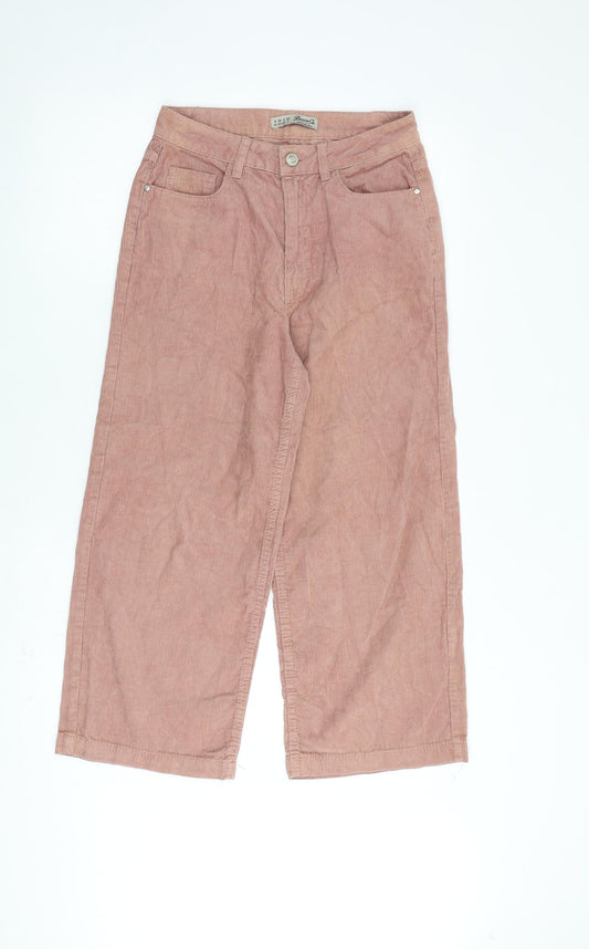 Denim & Co. Womens Pink Cotton Trousers Size 8 L23 in Regular Zip - Button Pockets