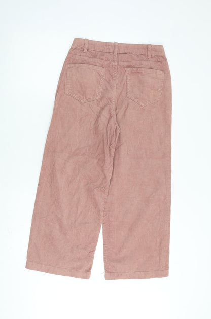Denim & Co. Womens Pink Cotton Trousers Size 8 L23 in Regular Zip - Button Pockets