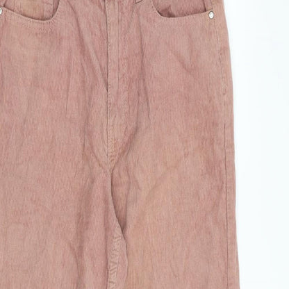 Denim & Co. Womens Pink Cotton Trousers Size 8 L23 in Regular Zip - Button Pockets