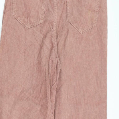 Denim & Co. Womens Pink Cotton Trousers Size 8 L23 in Regular Zip - Button Pockets