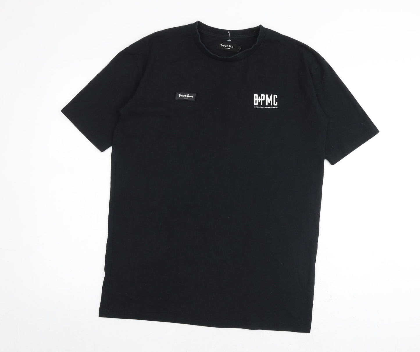 Buster + Punch Mens Black Cotton T-Shirt Size XS Round Neck
