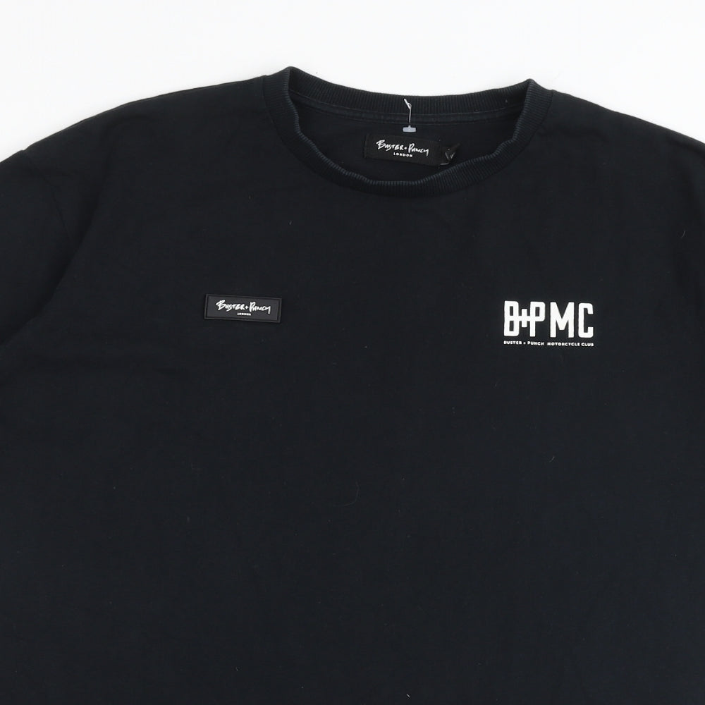 Buster + Punch Mens Black Cotton T-Shirt Size XS Round Neck